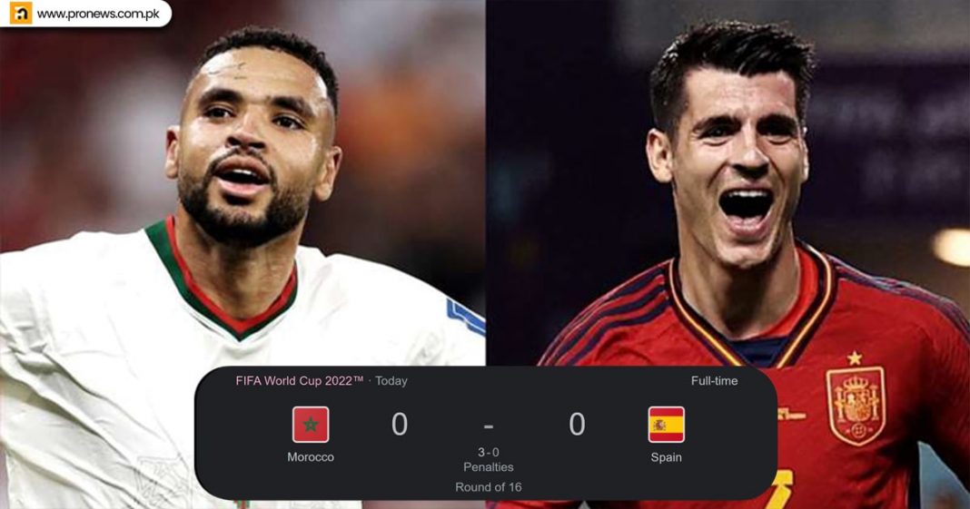 About round 16 Fifa world cup Morocco vs Spain