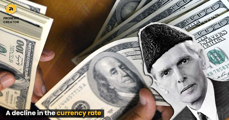 A decline in the currency rate