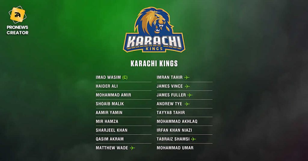 Pakistan Super League (PSL) 2023 Karachi Kings Squad