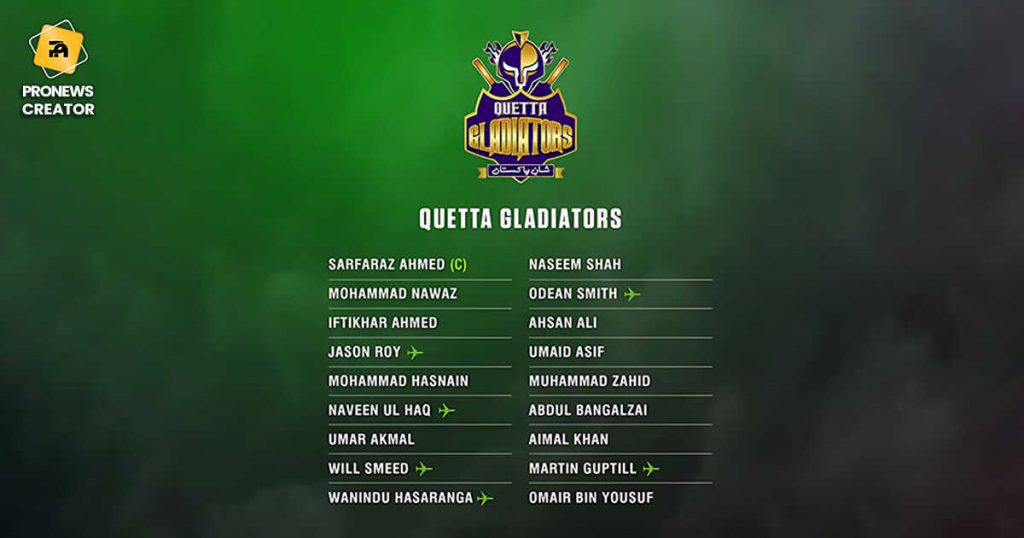 Pakistan Super League (PSL) 2023 Quetta Gladiators Squad