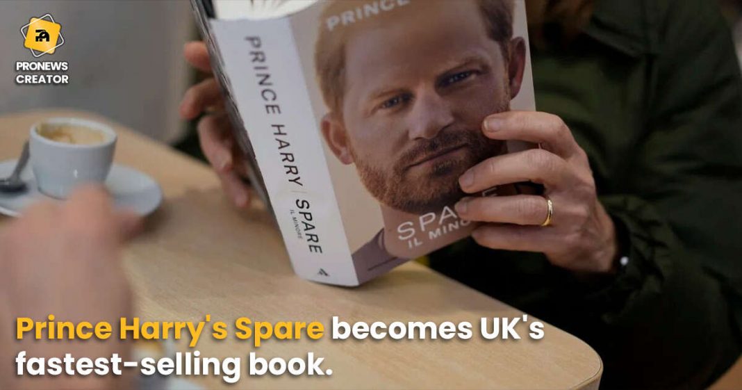 Prince Harry's Spare becomes UK's fastest-selling book