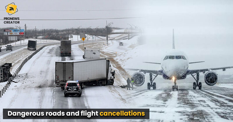 Dangerous roads and flight cancellations