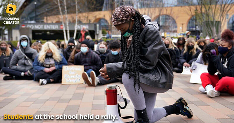 Students at the school held a rally.