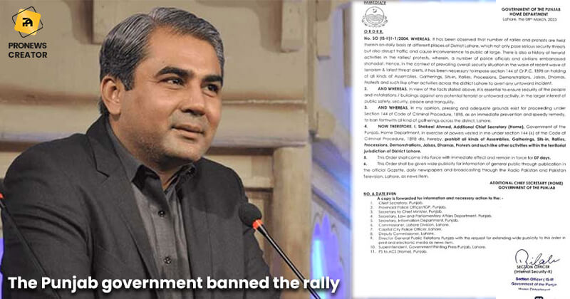 The Punjab government banned the rally